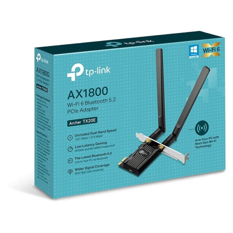 placa de rede pci-e tp-link ax1800 wi-fi 6 bluetooth archer tx20e (mp)