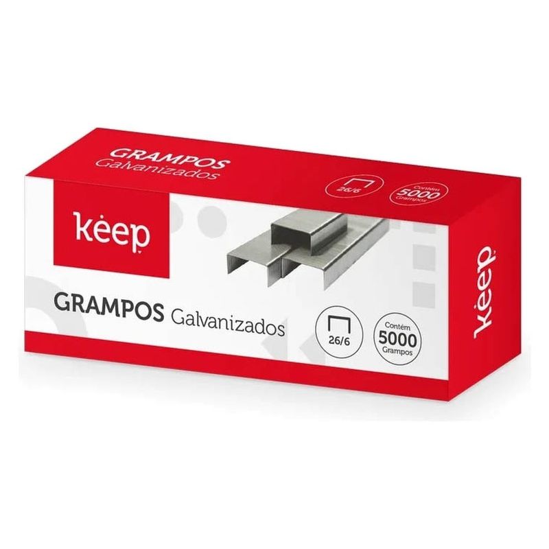 grampos galvanizados keep 26/6 caixa com 5000 ei167 (mp)