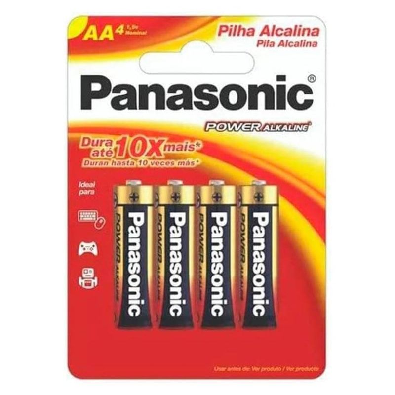 pilha alcalina panasonic aa pequena cartela com 4 lr6xab (mp)