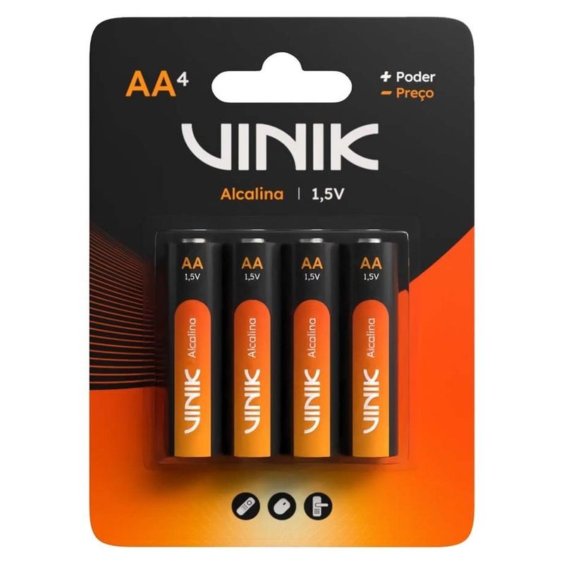 pilha alcalina vinik aa cartela com 4 vp2ab4a (mp)