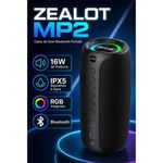 caixa de som zealot mp2 ipx4 20w preto e-bi