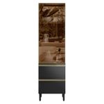 cristaleira 1 porta com vidro reflecta e 2 gavetas demóbile proença carbono com nogueira d9170