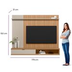 painel linea sintra para tv de até 75 polegadas cor jequitibá com off white