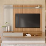 painel linea sintra para tv de até 75 polegadas cor jequitibá com off white