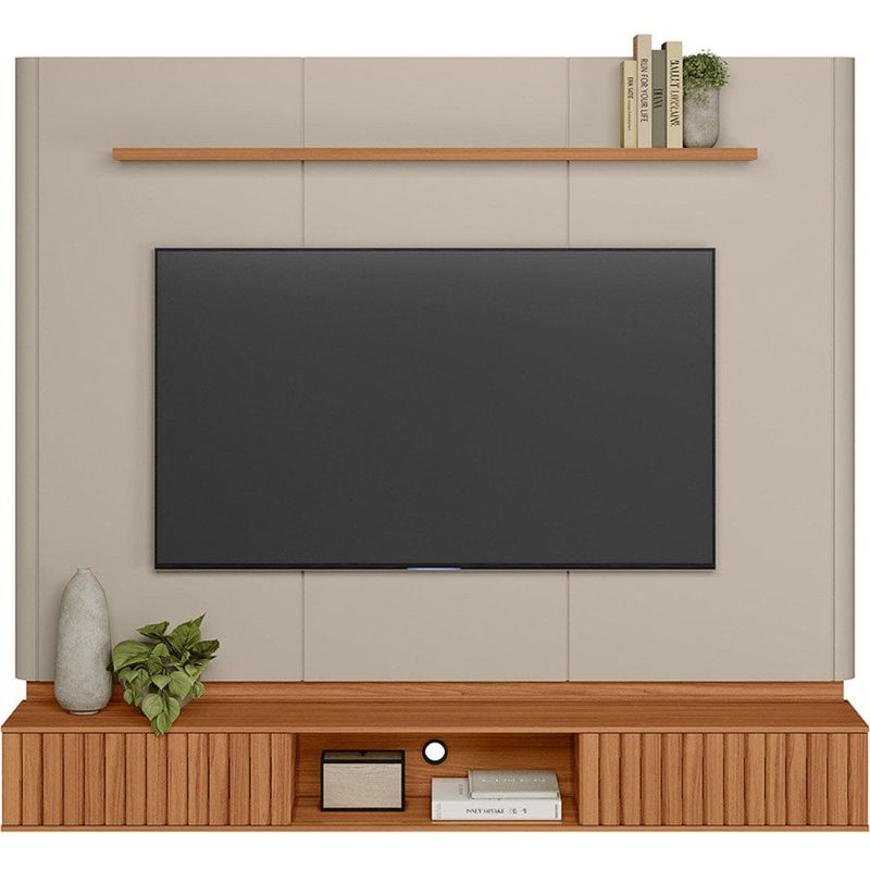 painel linea amarante para tv de até 70" cor canela com off white