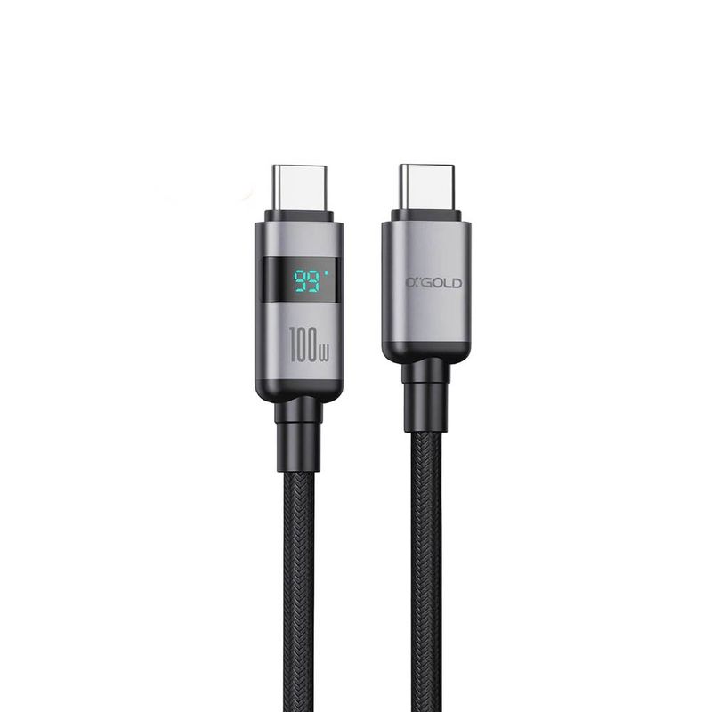 cabo de dados a'gold tipo c para tipo c turbo com display cb134 100w 1m (mp)