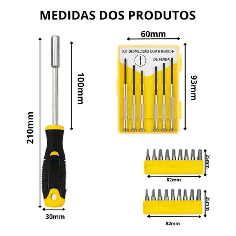 kit chaves de fenda phillips 27 peças bomvink bom 3122 (mp)