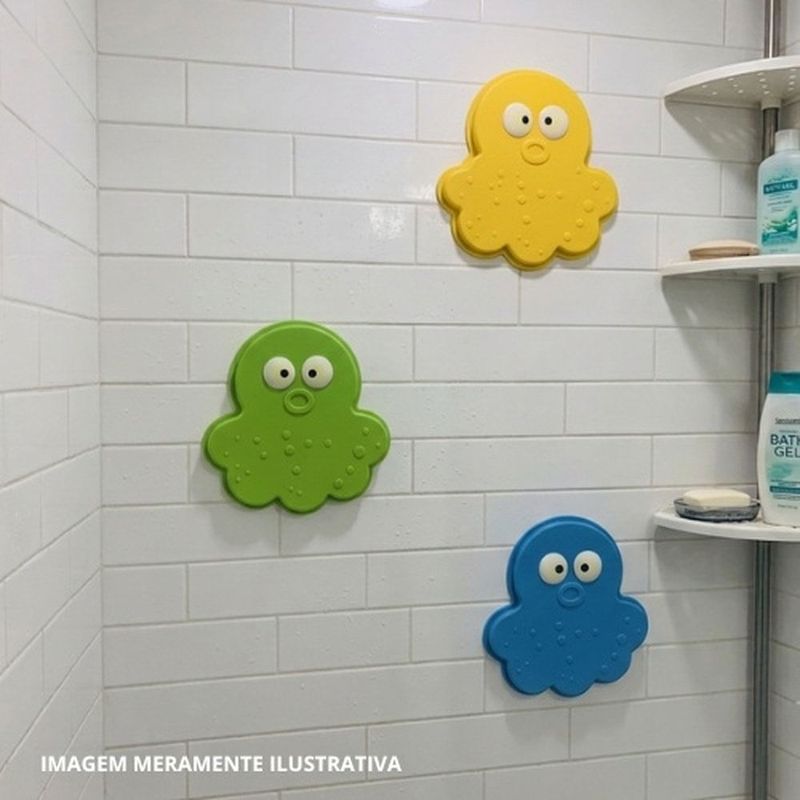 enfeite ventosa infantil para banheiro toskana com 6 polvos sortido (mp)
