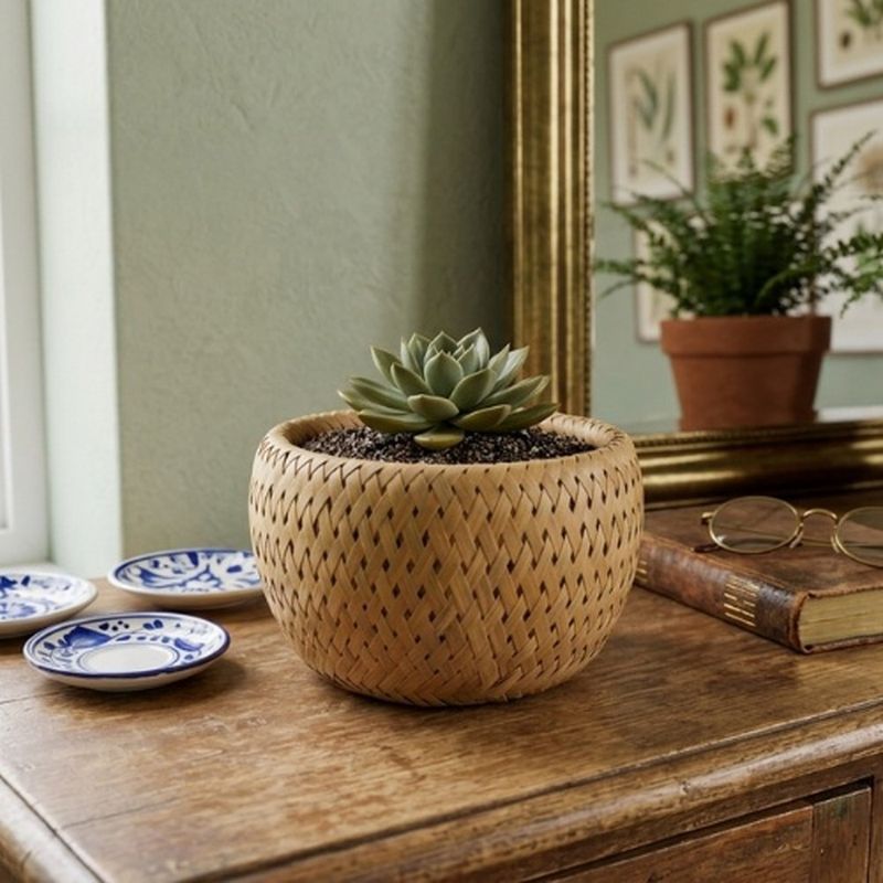 cesta decore rattan marrom 19x12.5cm (mp)