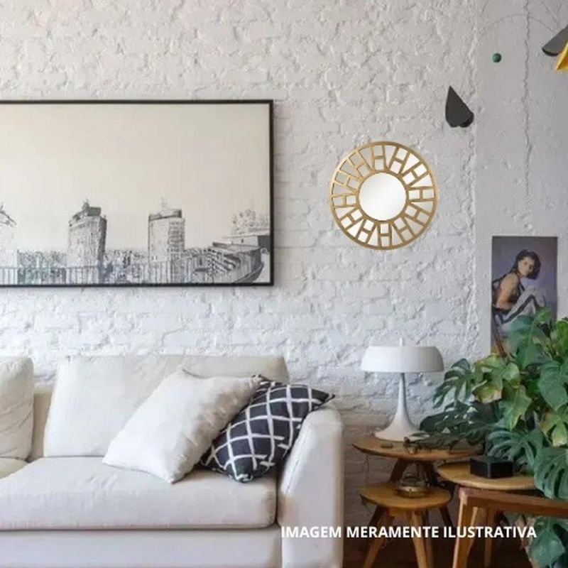 espelho redondo decorativo concepts 36cm dourado (mp)