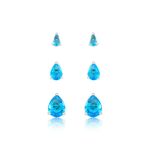 brinco trio semijoia luiza mota gota com zircônia azul céu (mp)