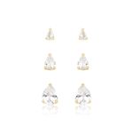 brinco trio semijoia luiza mota gota com zircônia cristal (mp)