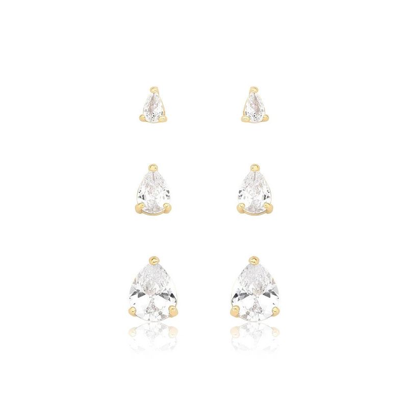 brinco trio semijoia luiza mota gota com zircônia cristal (mp)