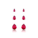 brinco trio semijoia luiza mota gota com zircônia rosa (mp)