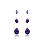 brinco trio semijoia luiza mota gota com zircônia roxo (mp)