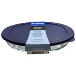 travessa oval de vidro baumon com tampa 3 litros