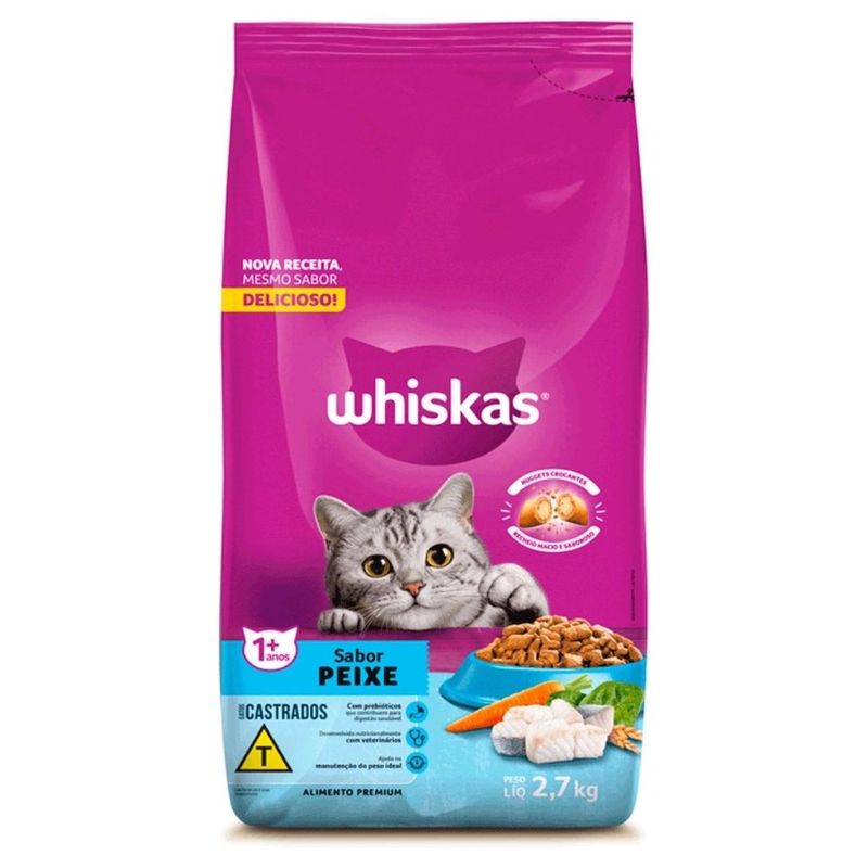 ração para gatos castrados whiskas 2,7kg peixe (mp)
