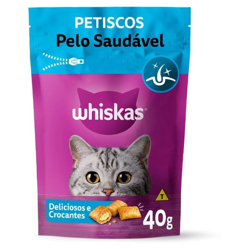 petisco para gatos whiskas temptations pelo saudável 40g (mp)
