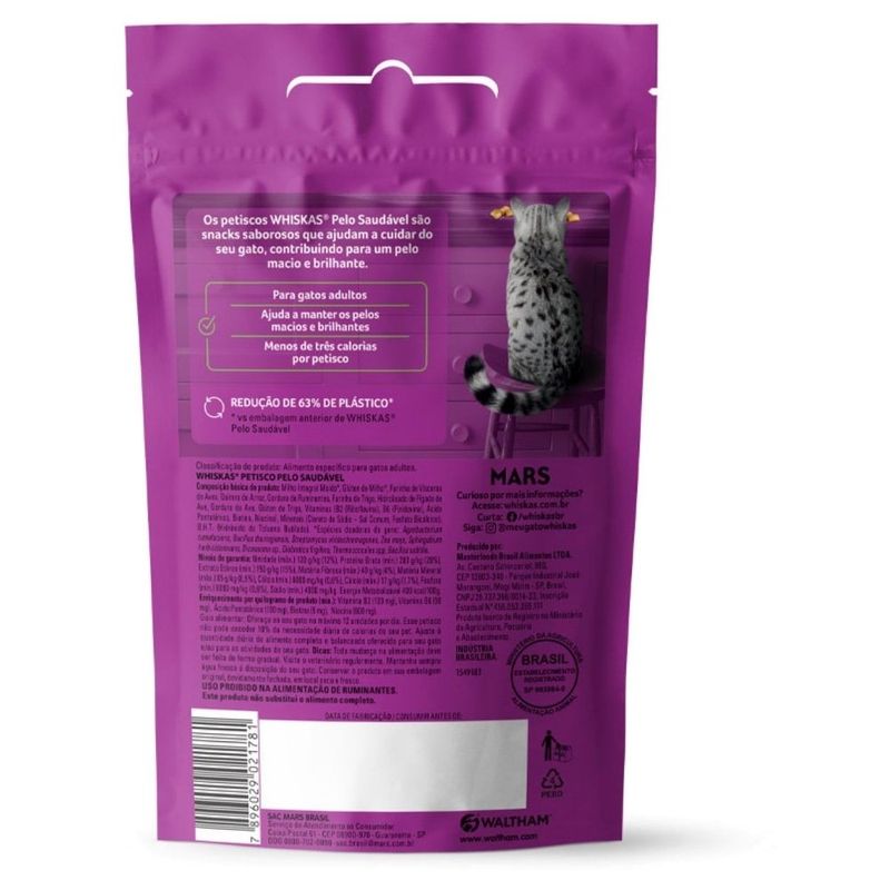 petisco para gatos whiskas temptations pelo saudável 40g (mp)