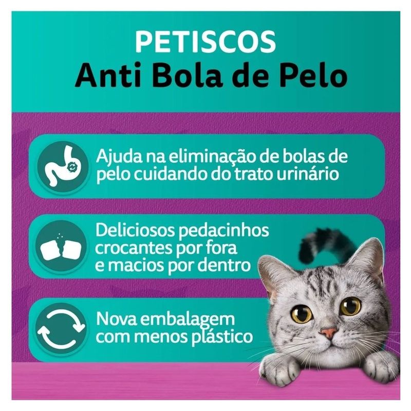 petisco para gatos whiskas temptations anti bola de pelo 40g (mp)