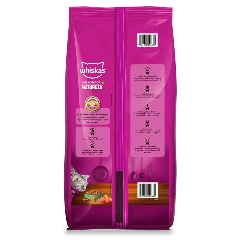 ração para gatos adultos whiskas natureza 2,7kg sabor salmão (mp)