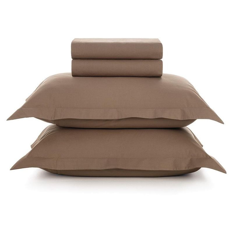 jogo de cama casal 4 peças karsten tom 200 fios mascavo 220x250cm (mp)