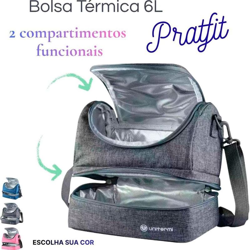 bolsa térmica unitermi pratfit 6l cinza (mp)