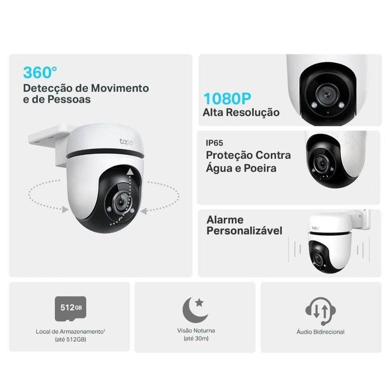 câmera de segurança externa wi-fi tp-link tapo tc40 full hd branca 281204 (mp)