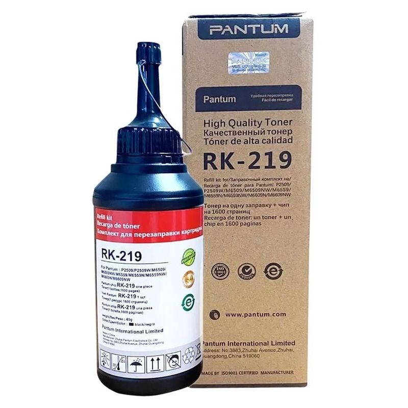 refil de toner original pantum rk-219 preto para p2509w m6559nw (mp)