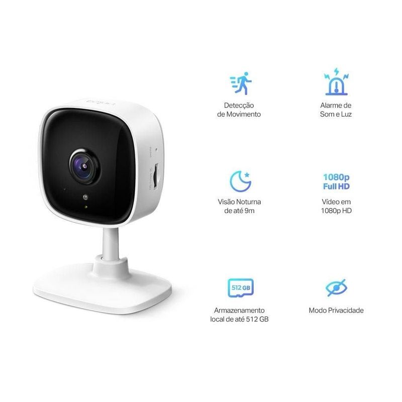 câmera de segurança residencial wi-fi tp-link tapo tc60 full hd branca mtp0023 (mp)