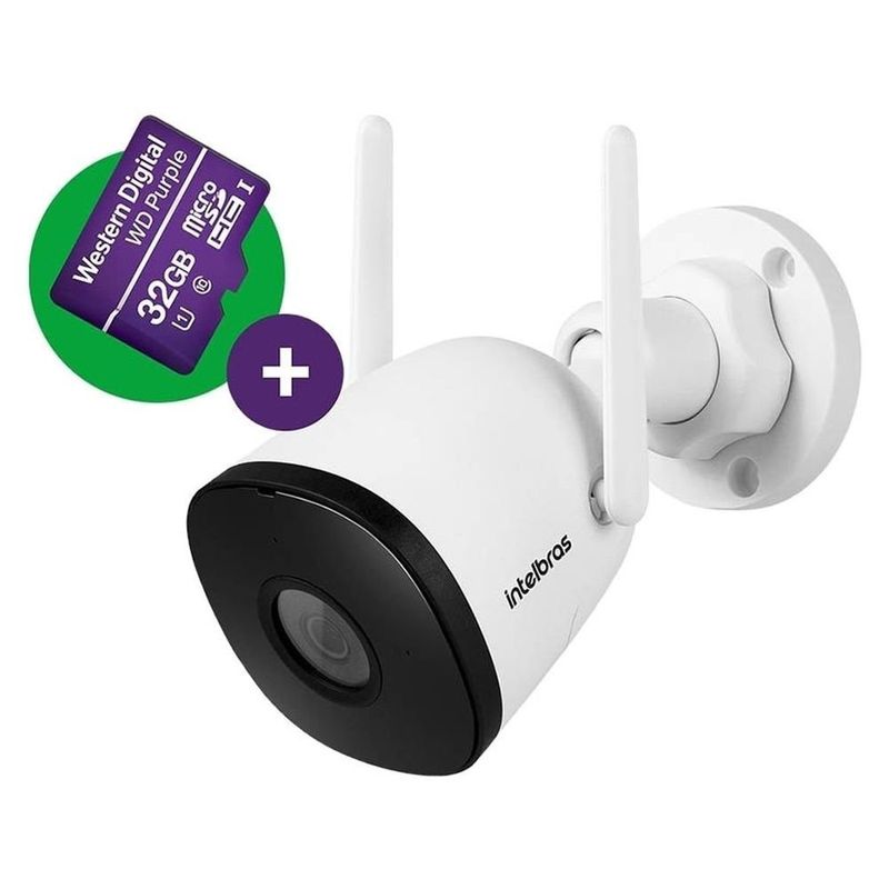 câmera de segurança externa wi-fi intelbras im5 s full hd com cartão sd 32gb 4565611 (mp)