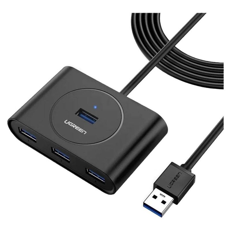 hub adaptador usb ugreen cr113 4 portas 3.0 preto (mp)