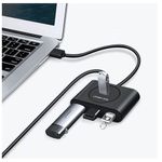 hub adaptador usb ugreen cr113 4 portas 3.0 preto (mp)