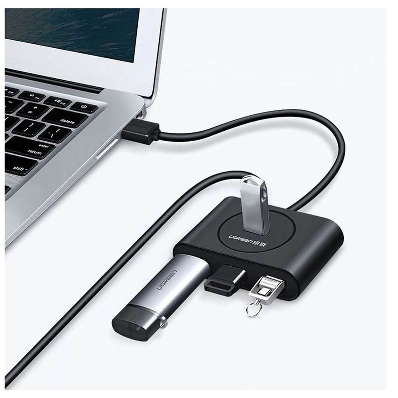 hub adaptador usb ugreen cr113 4 portas 3.0 preto (mp)