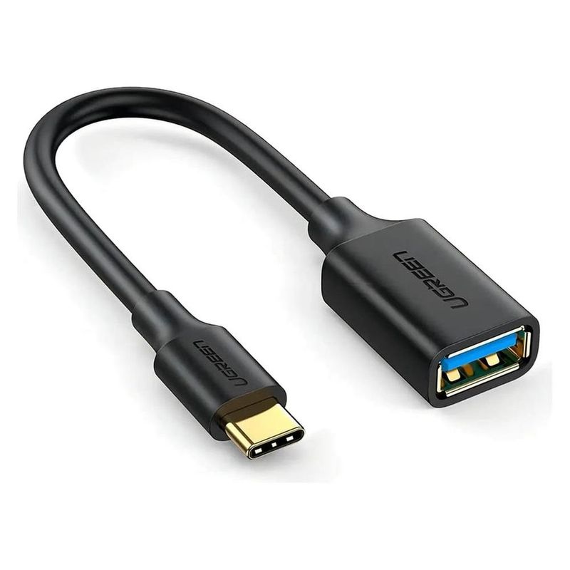 cabo adaptador ugreen us154 usb-c macho para usb fêmea 3.0 otg preto (mp)
