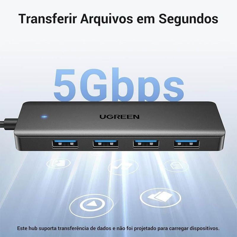 hub usb 3.0 ugreen cm219 4 portas preto (mp)