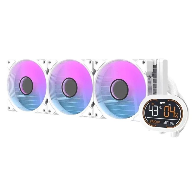 water cooler darkflash dh360d argb 360mm com lcd branco (mp)