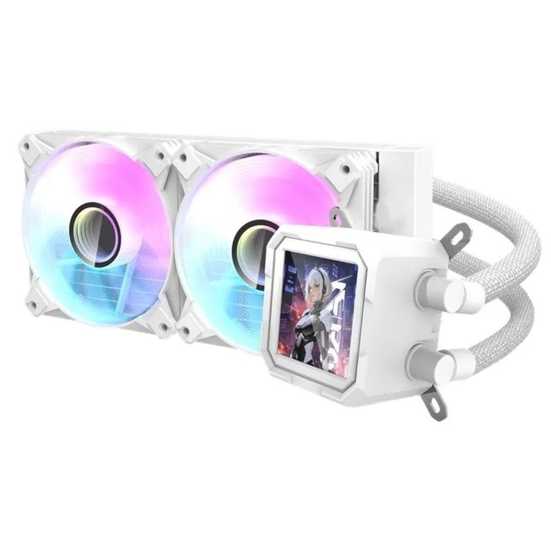 water cooler darkflash dv240s argb 240mm com lcd branco (mp)