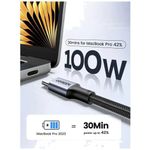 cabo de dados ugreen us316 usb tipo c 5a 1.5m cinza (mp)