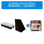 kit marjom cama box solteiro 58x88x188cm + 2 travesseiros viscoelástico + 1 travesseiro encosto d18 40x60x40cm (mp)