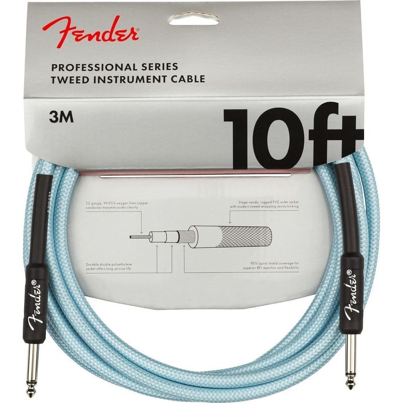 cabo para guitarra fender liso com design anti-torção 3 metros azul a-bi
