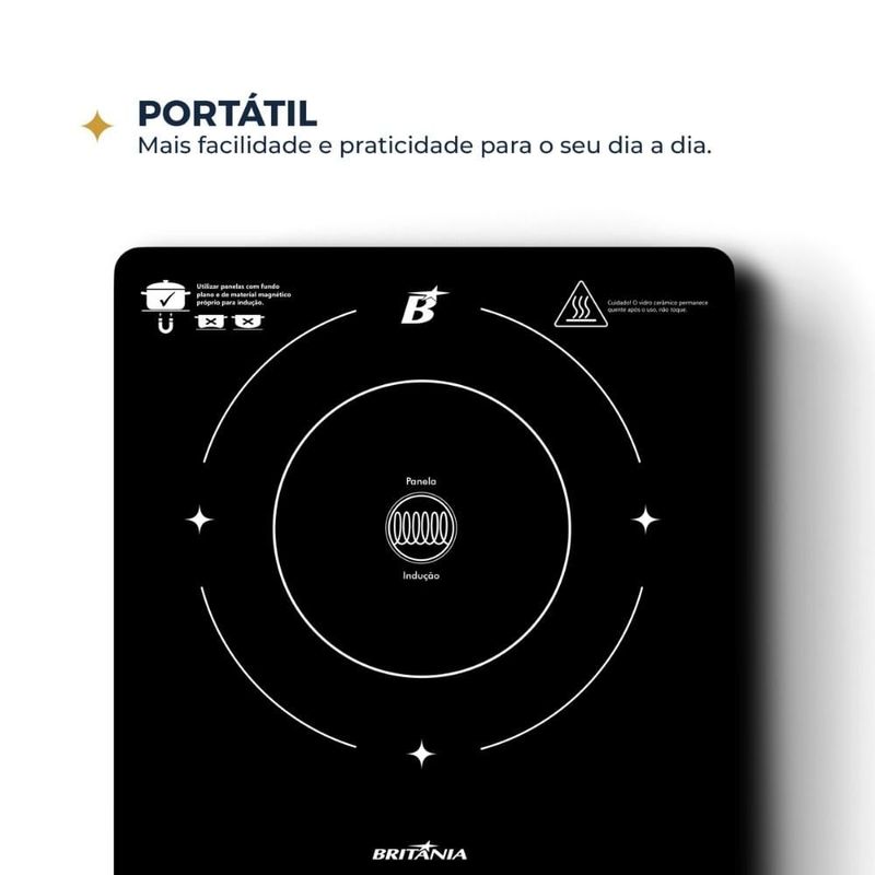 cooktop indução britânia 1 queimador 127v preto (mp)
