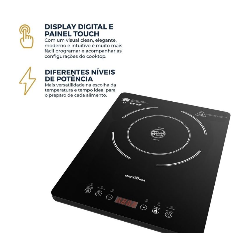 cooktop indução britânia 1 queimador 127v preto (mp)