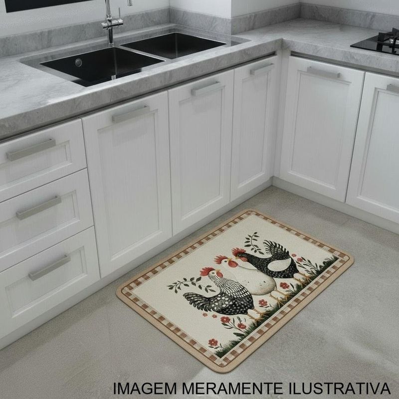 tapete para cozinha rozac 45x65cm galinhas (mp)