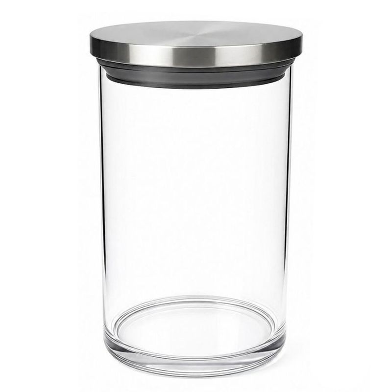 pote de vidro onxy com tampa metal 9x15cm 7012 (mp)