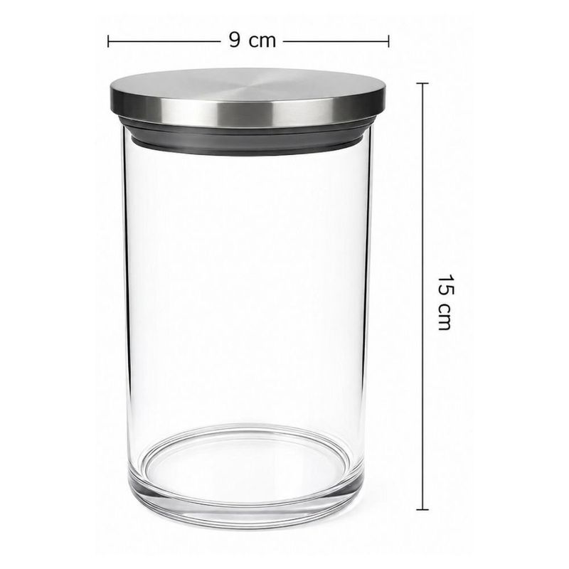 pote de vidro onxy com tampa metal 9x15cm 7012 (mp)