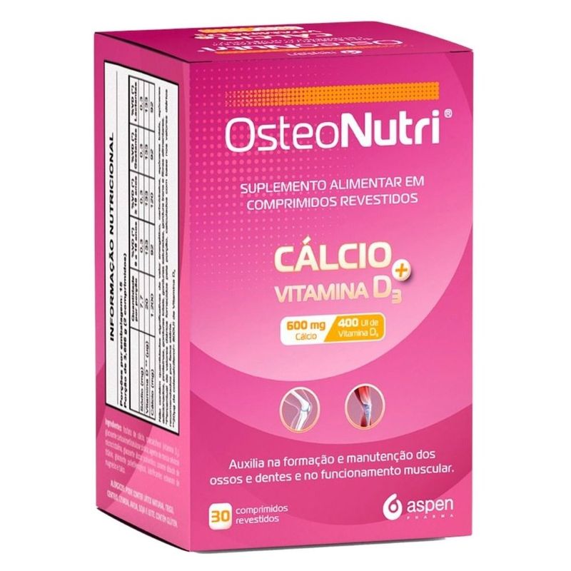 suplemento alimentar osteonutri cálcio 600mg + vitamina d3 400ui 30 comprimidos revestidos aspen pharma