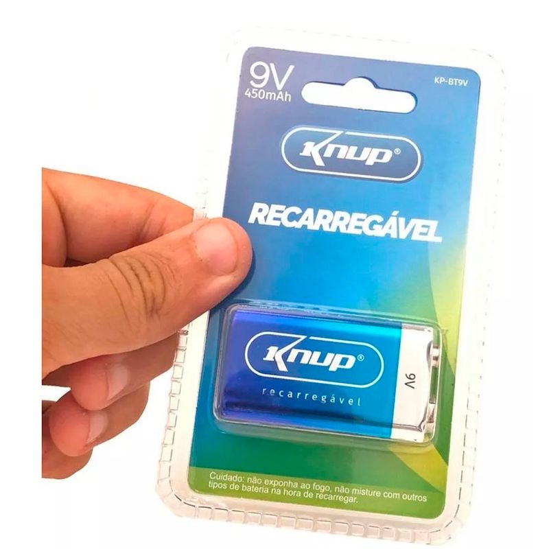 bateria recarregável knup 9v 450mah (mp)