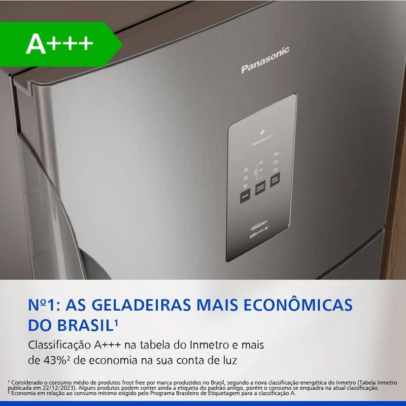geladeira panasonic inverter frost free 494 litros inox nr-bt71pv5xa
