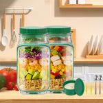 jogo 2 peças de potes toipinio para salada com abertura lateral de 1 litro verde a-bi